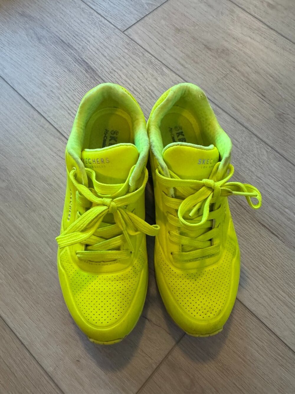 Skechers Uno Night Shades Neon Yellow Air Sneakers Womens Size 6 Memory Foam